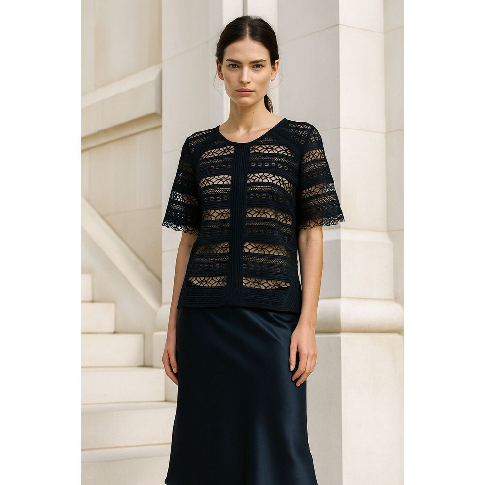 Suncoo Paris Lena Crotchet Top in Navy S